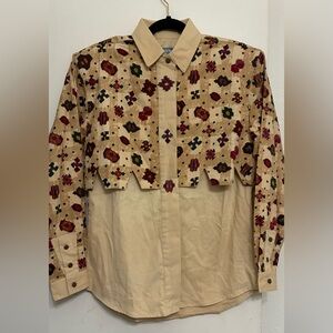 WESTERN WEAR WRANGLER Beige and Multicolor Patterned Button-Up Shirt